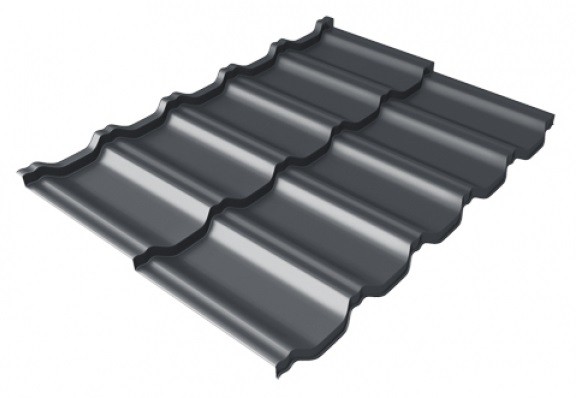 Металлочерепица модульная Квинта Uno Grand Line c 3D резом 0,5 Satin Мatt RAL 7024 мокрый асфальт купить в Кинешме