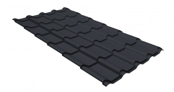 Металлочерепица камея GL 0,5 GreenCoat Pural RR 23 темно-серый (RAL 7024 мокрый асфальт) купить в Кинешме