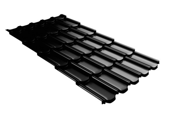 Металлочерепица квинта плюс с 3D резом 0,5 GreenСoat Pural Matt RR 33 черный (RAL 9005 черный) купить в Кинешме