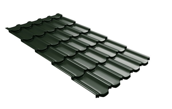 Металлочерепица квинта плюс с 3D резом 0,5 GreenСoat Pural RR 11 темно-зеленый (RAL 6020 хромовая зелень) купить в Кинешме
