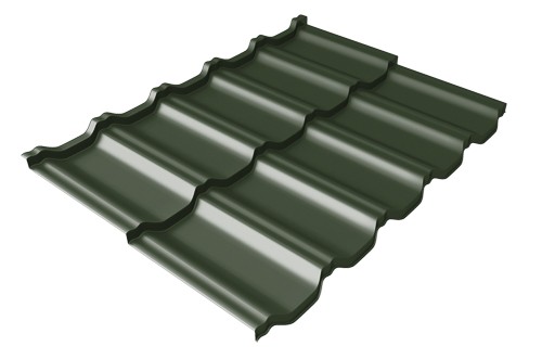 Металлочерепица модульная Квинта Uno Grand Line c 3D резом 0,5 GreenСoat Pural Matt RR 11 темно-зеленый (RAL 6020 хромовая зелень) купить в Кинешме