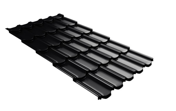 Металлочерепица квинта плюс с 3D резом 0,5 Quarzit lite RAL 9005 черный купить в Кинешме