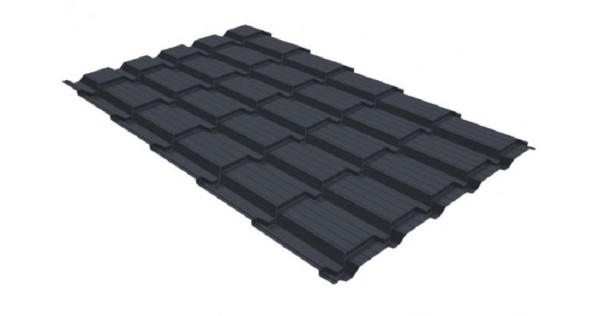Металлочерепица GL квадро профи 0,5 GreenCoat Pural RR 23 темно-серый (RAL 7024) мокрый асфальт купить в Кинешме