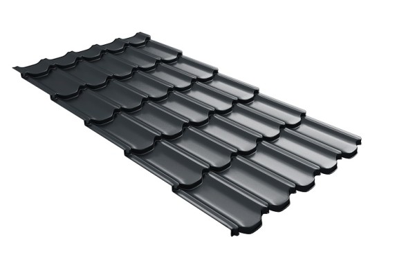 Металлочерепица квинта плюс с 3D резом 0,5 Satin RAL 7016 антрацитово-серый купить в Кинешме