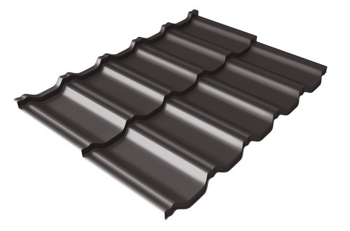 Металлочерепица модульная Квинта Uno Grand Line c 3D резом 0,5 Satin RR 32 темно-коричневый купить в Кинешме