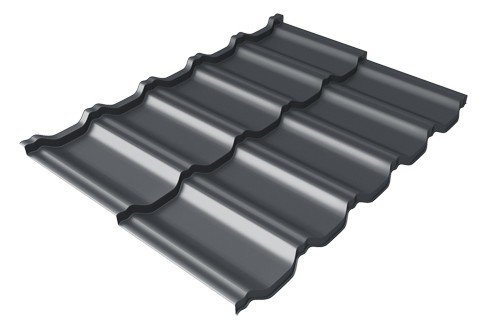 Металлочерепица модульная Квинта Uno Grand Line c 3D резом 0,5 Velur RAL 7024 мокрый асфальт купить в Кинешме